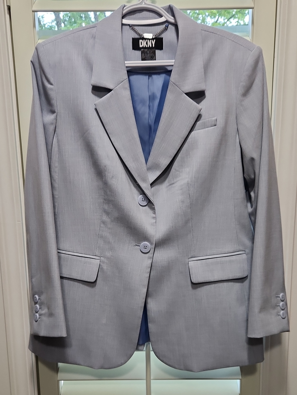 DKNY Pale  Blue Women's Tailored Blazer with Darker Blue Lining